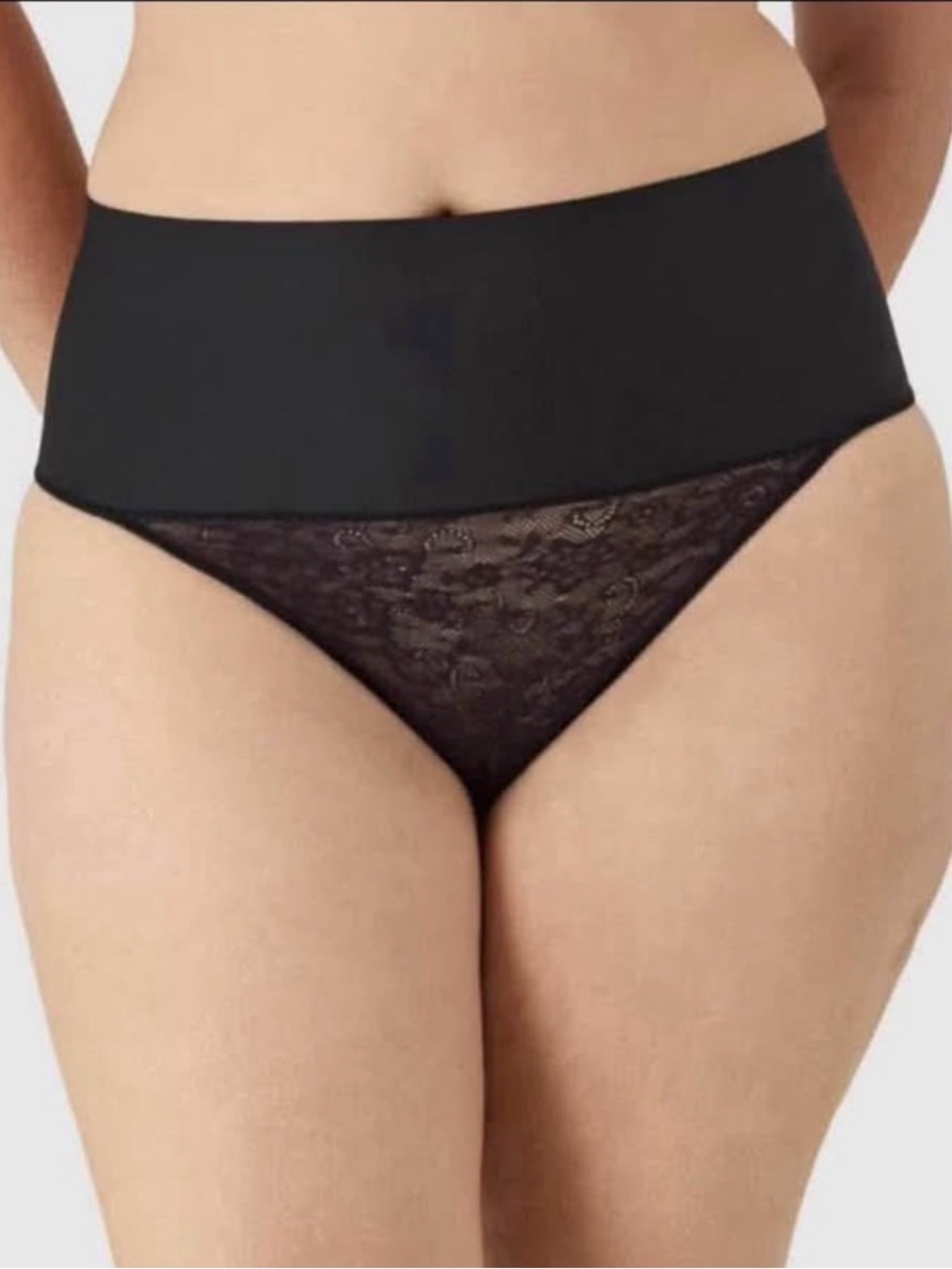 Maidenform Black High-Waist Lace Front Shaping Thong